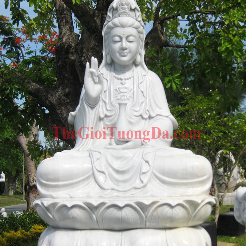 Tượng Phật Quan Âm Đá Trắng