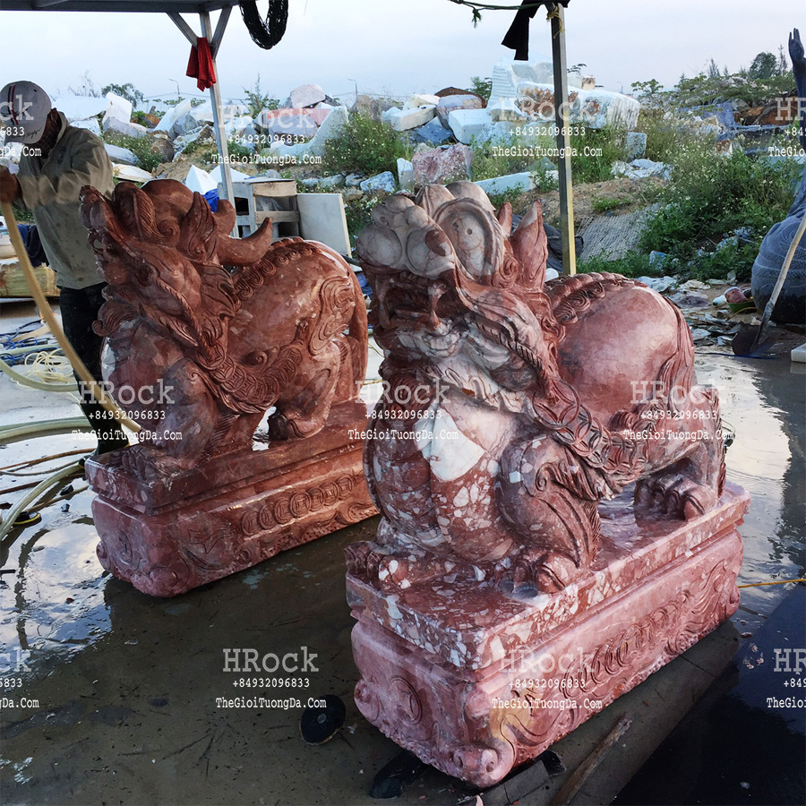 The Red Pixiu Marble Statue