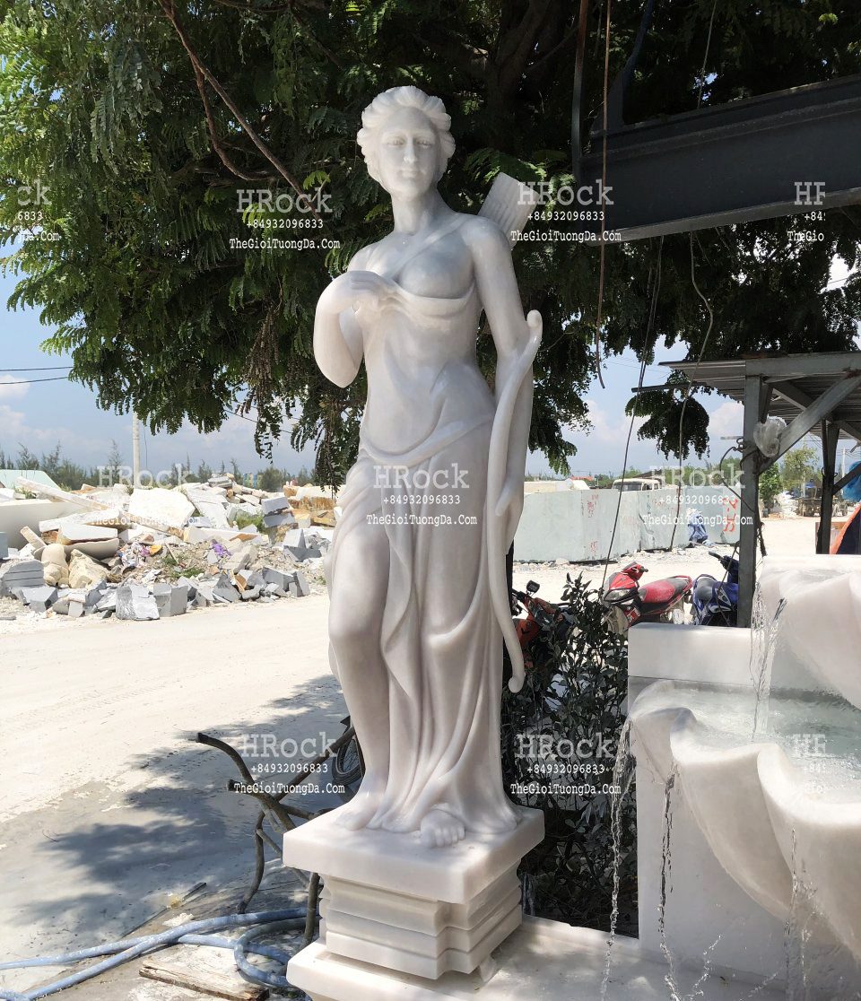 The Lady with Arrow White Marble