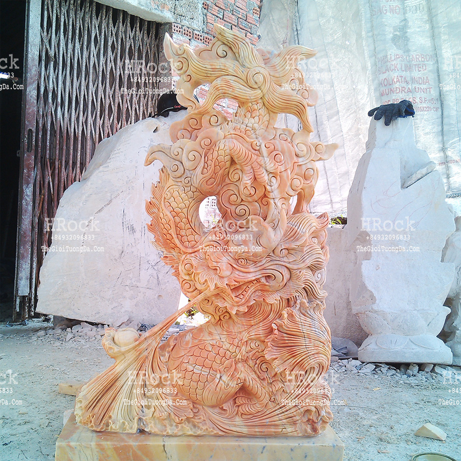 The Yellow Marble Dragon Sculpture 