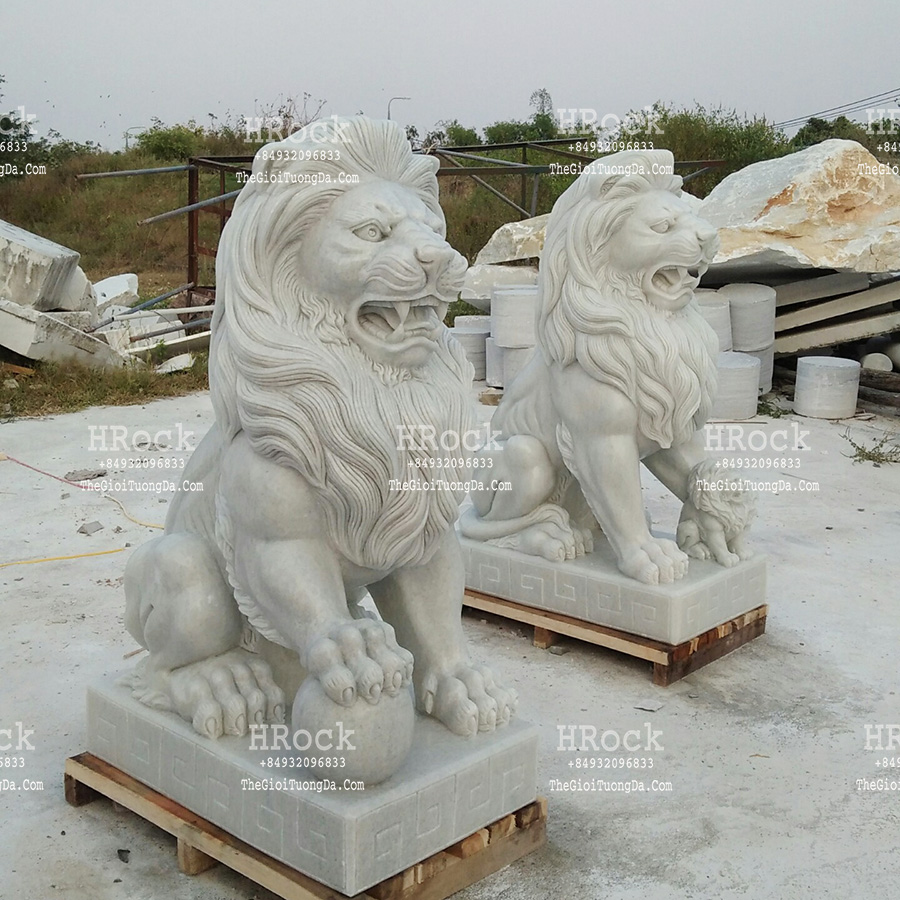 The White Marble Lion Statue