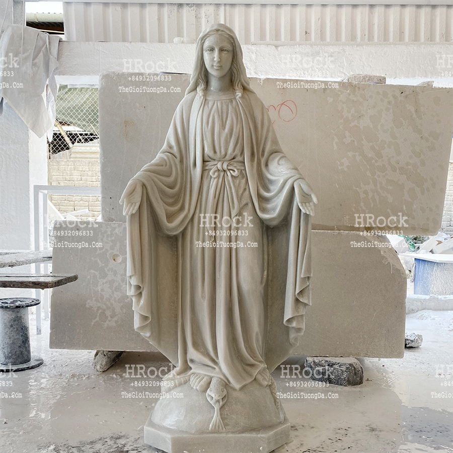 The Virgin Mary White Marble Statue