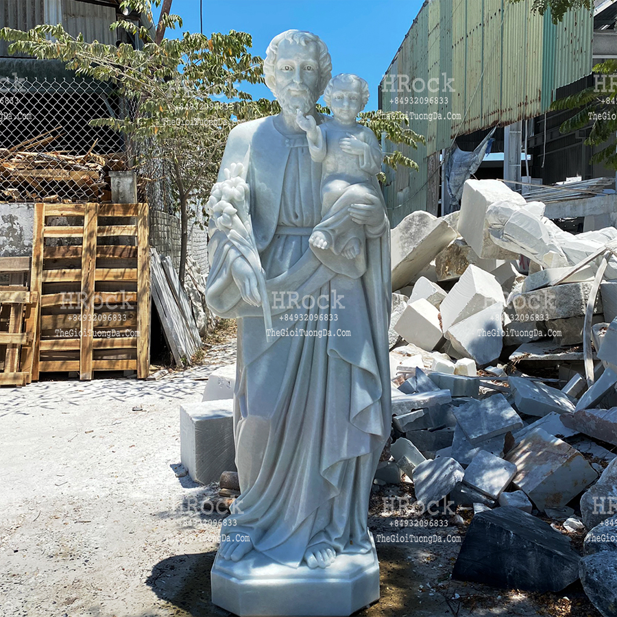 St Joseph White Marble Statue