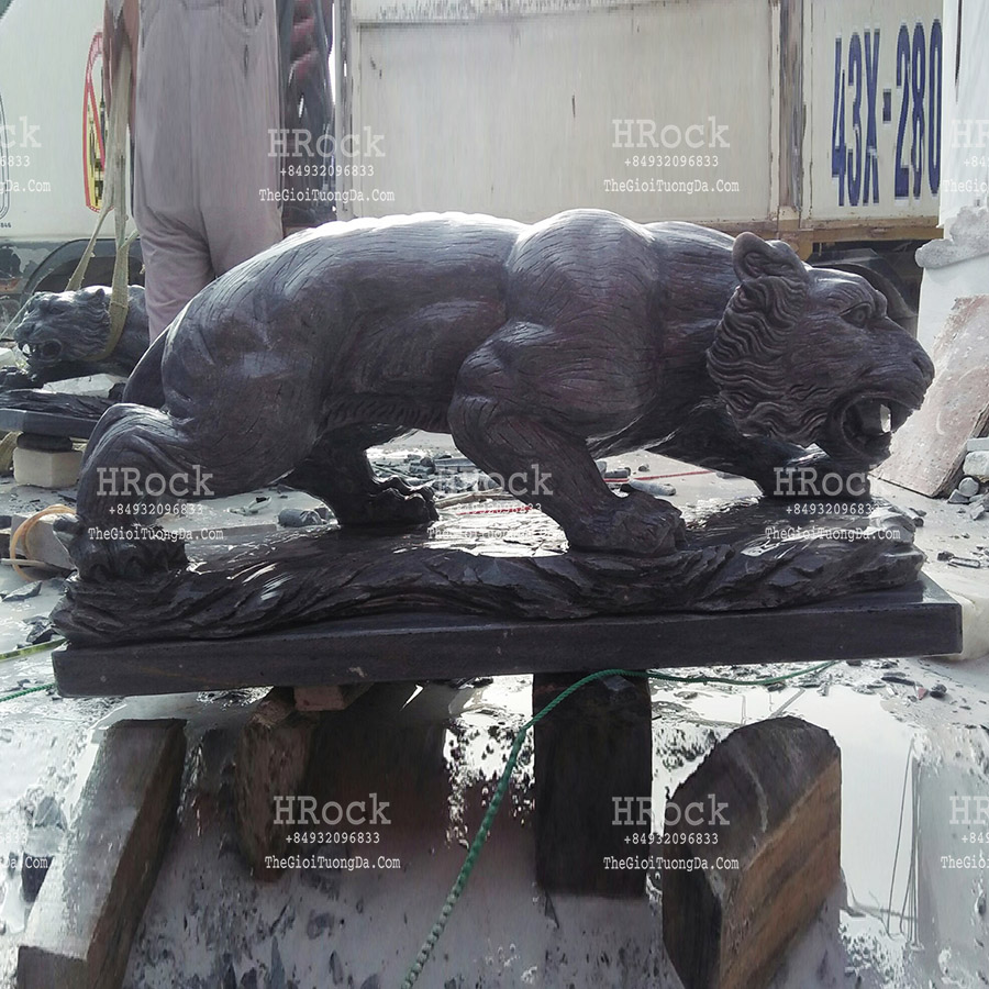 The Black Marble Tiger Sculpture
