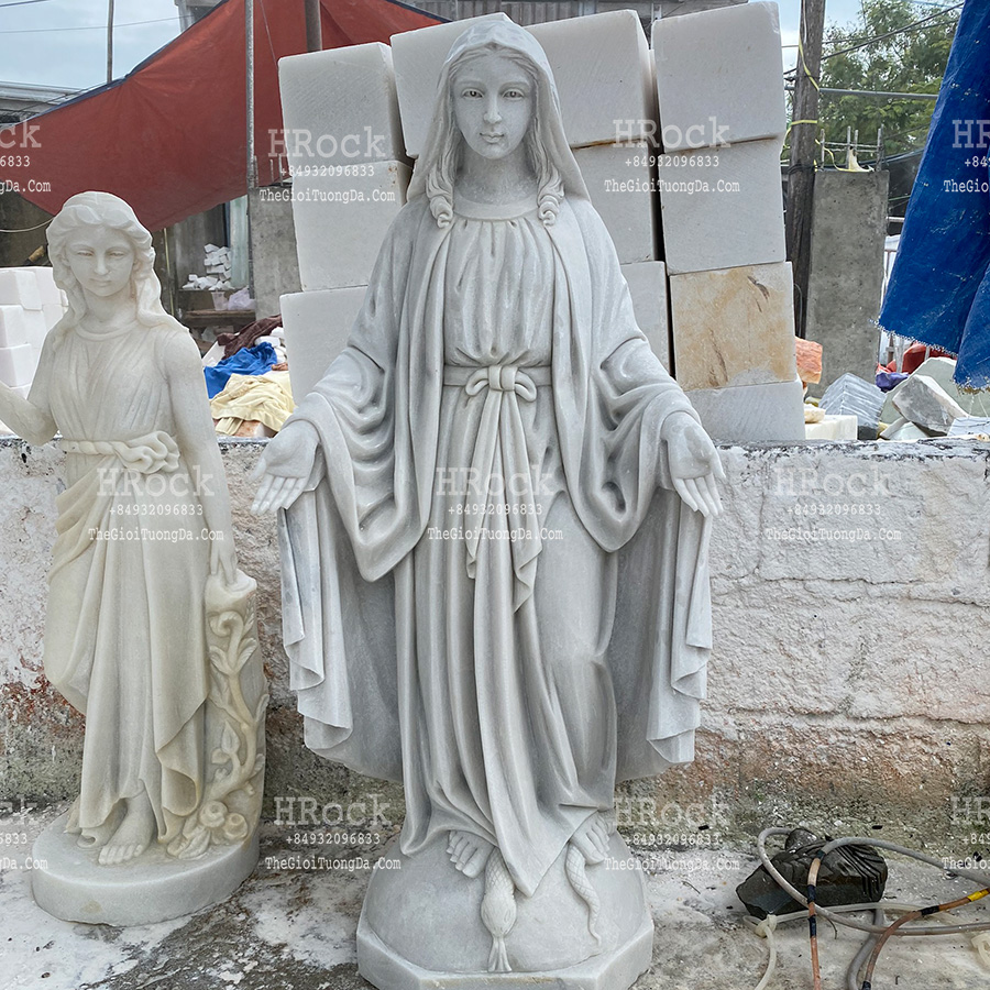 White Marble Virgin Mary Maria Statue 