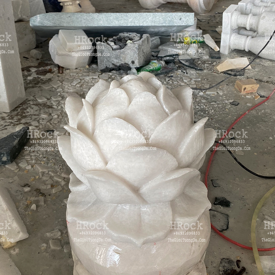 The White Marble Lotus Sculpture