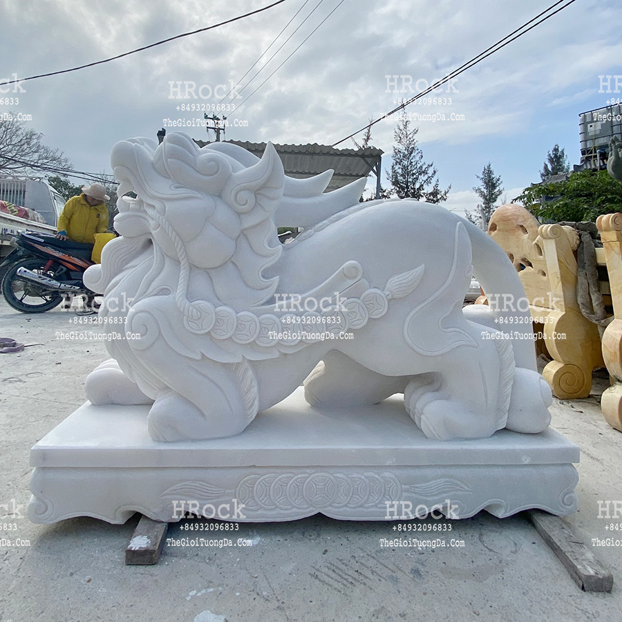 The Pixiu White Marble Sculpture
