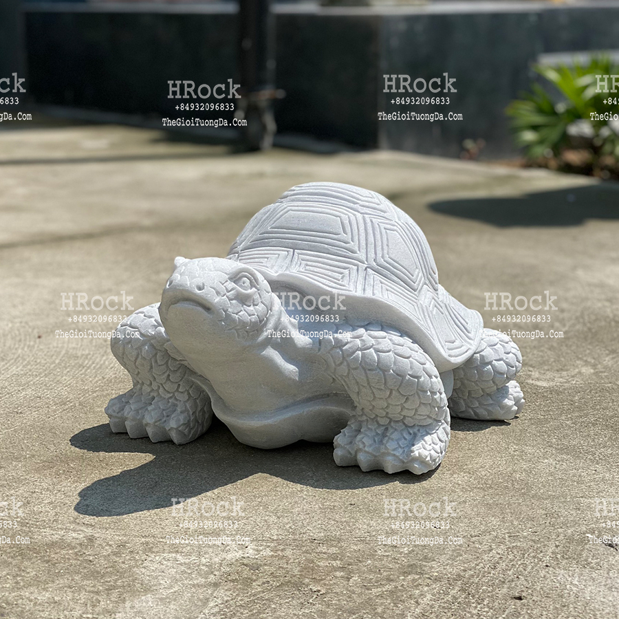 The Bright Grey Marble Turtle Statue