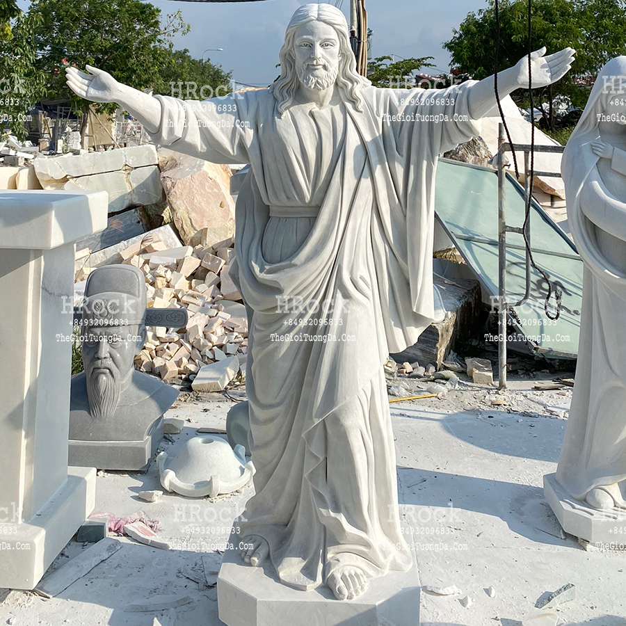 White Marble Jesus Catholic Statue