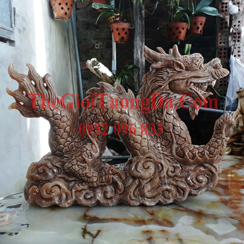 The Wooden Marble Dragon Statue