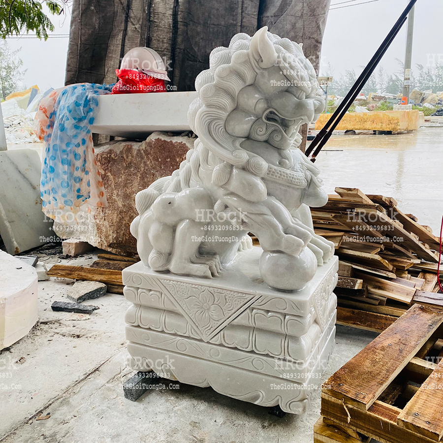 The White Marble Foodog Sculpture