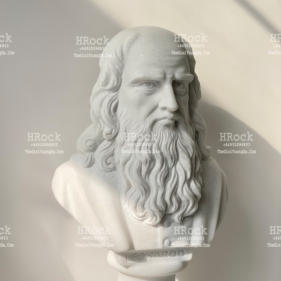 The White Marble Leonardo De Vinci Portrait Sculpture